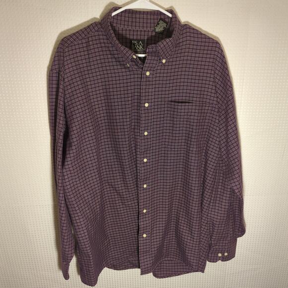 Jos A Bank XL LS Shirt Signature Hong Kong Cotton Plaid Button Down Purple - Picture 1 of 5